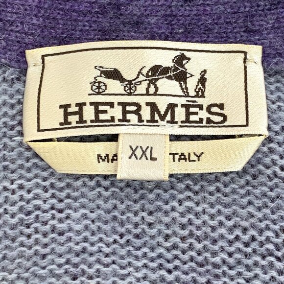 IM0281 Hermes Hermes purple rendered wool long-sleeved single-breasted knitted c - Picture 5 of 7